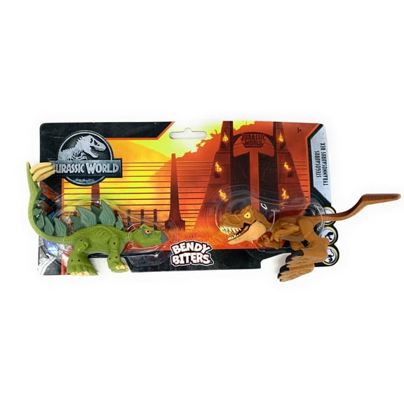 JURASSIC WORLD Bendy Biters Stegosaurus & Tyrannosaurus Rex