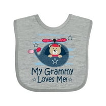 Inktastic Grammy Loves Me Grandson Bear Boys Baby Bib