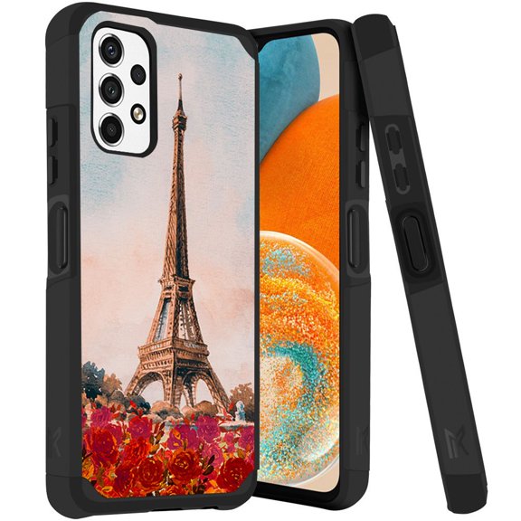ANJ  Rugged Dual Layered Shockproof Slim Hybrid Case   Tempered Glass Cover Compatible with Samsung Galaxy A23 5G - Oil Painting Eiffel