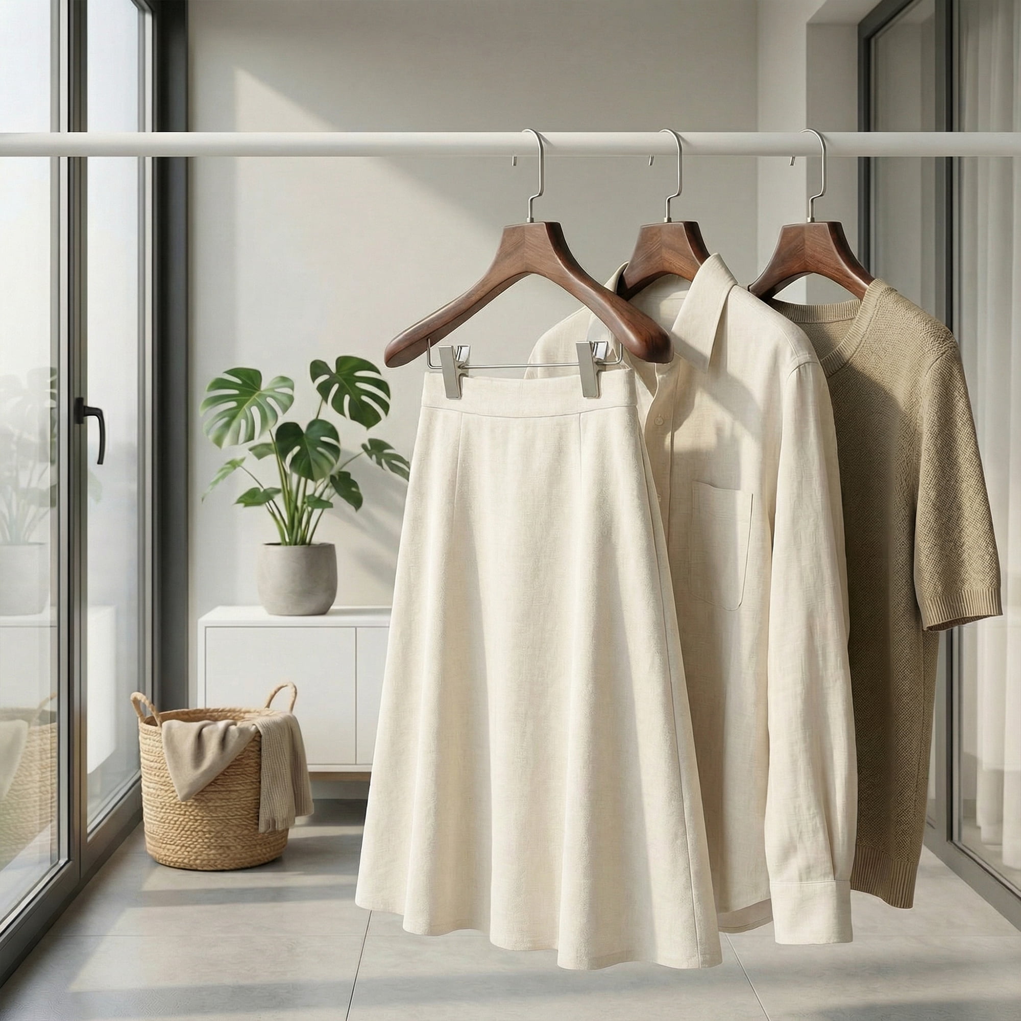 Unique Bargains 2Pcs Durable Wood Space Saving Clothes Hangers Mocha