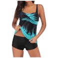 thumbnail image 2 of SELONE Women's Swimsuits Tummy Coverage 2 Piece High Waist Summer Plus Size 2 Piece Swimsuits Tankini Swimsuits with Skirt Bathing Suit Swimwear Blue M, 2 of 7