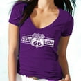 thumbnail image 2 of Lady Route Us 66 Get Your Kick Printed V-neck Tshirt Graphic Vneck T-Shirt Short Sleeve Vneck T-Shirt Soft and Comfy Shirt, Lightweight Shirt Womens Purple Tee Large, 2 of 3