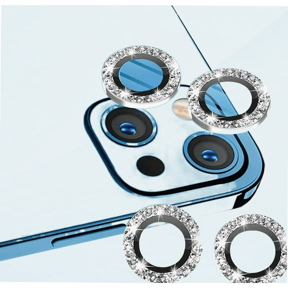 (2 Sets) Compatible with iPhone 13 Camera Lens Protector Glitter, Apple iphone 13 Camera Protector Bling, 13 Lens Protector for iphone 13 Mini Camera Cover Accessories (Silver, 13 &13mini)