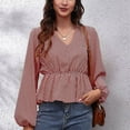 thumbnail image 2 of Womens Fall Winter Tunic Tops Trendy Printed V Neck Lantern Sleeve Tshirts Casual Comfy Ladies Dressy Blouses Tees, 2 of 9