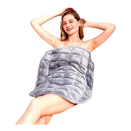 TravelEase 7lb Weighted Lap Blanket - Compact Comfort for Seniors, 24"x29" Grey"