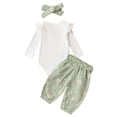 thumbnail image 2 of Newborn Baby Girls Sets 3pcs Infant Girl Toddler Clothes Rib Knit Romper Daisy Print Pants Headband, 2 of 6