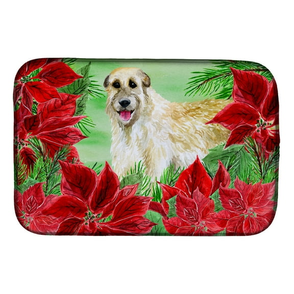 Irish Wolfhound Poinsettas Dish Drying Mat