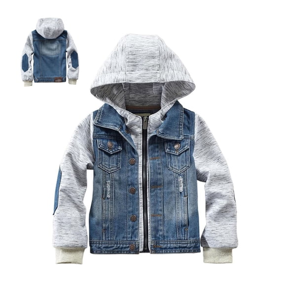 Toddler Jean Jacket Boys Long Sleeve Denim Hoodie Blue Jean Jacket Kids Spring Jacket 3-4 Years Jacket Boys