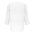 thumbnail image 4 of HAPIMO Women's Trendy Loose Basic Tops Tunic Summer Tees for Teen Girls Solid Color 3/4 Sleeve Elegant Casual Relaxed Blouses Half Button Pullover White M, 4 of 4