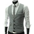 thumbnail image 3 of Three-button Korean Style Men's Slim-fit V-neck Suit Vest Men's British Business Fashion Suit Vest-Pure white-4XL, 3 of 4