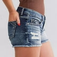 thumbnail image 3 of Women's Ripped Denim Shorts Mid Rise Distressed Jean Shorts Stretchy Short Jeans With Pocket Summer Casual Jeans Short Jean Women Pants on Pant Women Woman Jean Pants Tall Womens Clothes Long Stilt, 3 of 8