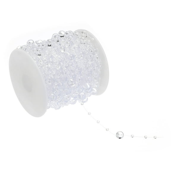 8mm/ 3mm Faux Pearl Beads Garland, 98.4 Ft Pearl String Chain Pearl Roll for Craft Wedding, Clear