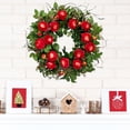thumbnail image 5 of 24 Inch Blossom Cabbage Rose Wreath Flame Red & Burgundy Flower Ivy Everyday Summer Wreath for Valentine's day, Thanksgiving Day, Christmas, 5 of 9