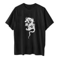 thumbnail image 5 of Blusa de manga corta con estampado de cuello redondo informal para mujer a la moda, Tops de verano Pompotops hkajfhjk465478, 5 of 5