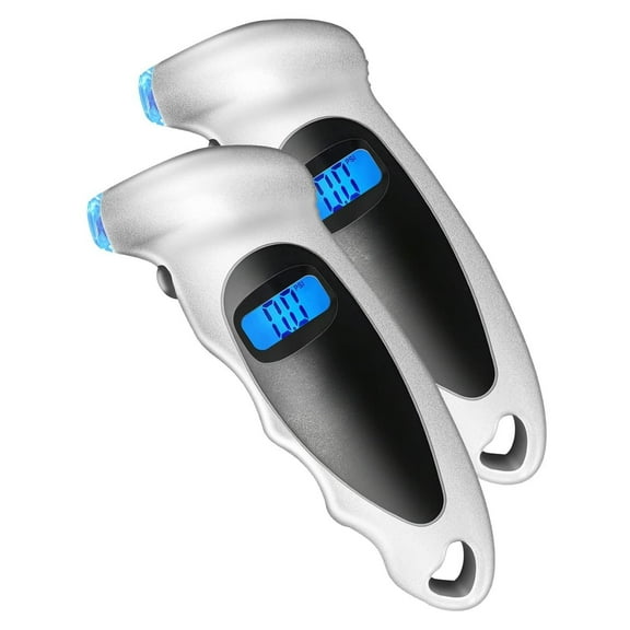 Sherry Digital Tire Pressure Gauge 150 PSI with Backlit LCD, Anti-Skid Grip Black 2 Piece