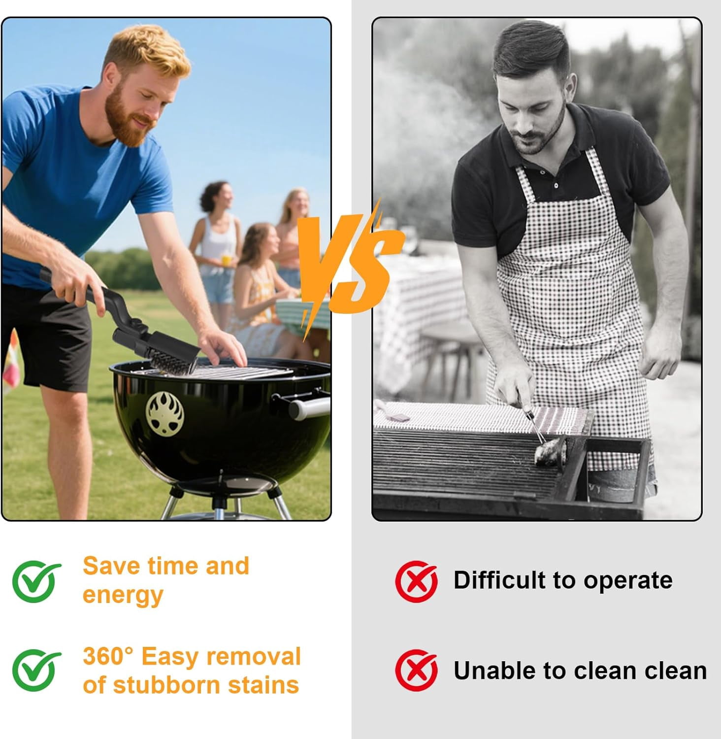 Electric Grill Clean Brush, Rechargeable Cordless BBQ Brush, 180°Adjustable Cleaning Brush, 3-Speed Power, Waterproof Cleaner for BBQ Grates with Extra Brushhead