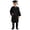 czb# Black17, variant on Unisex Girls Boys Graduation Cap Gown Long Sleeve Solid Color Full Zip Up Pleated V-Neck Loose Fit Relaxed Oversized Long Robe With Pockets Tassel Classic Clothes Outfits,Black,4-5 Years