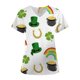 thumbnail image 3 of Puntoco Patrick'S Day Mujer Cuello en V Casual Manga corta Impreso Bolsillos Señoras tops Blusa Uniforme Puntoco Puntoco-5101, 3 of 4