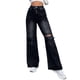 thumbnail image 2 of Pantalones Vaqueros Rotos de Cintura Alta para Mujer, Desgastados, Holgados, Rectos y de Pierna Gris Oscuro L, 2 of 9
