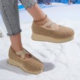 thumbnail image 6 of Hinvhai Women's Fuzzy Loafers Slip On Shoes Winter Comfortable Plush Lined Flat Moccasins Indoor Outdoor House Shoes Khaki 9(42), 6 of 8
