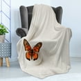 thumbnail image 4 of Spa Soft Flannel Fleece Throw Blanket, Plain Pattern with Butterfly and Rocks Wellness Purity Healing Serenity Bohemian, Cozy Plush for Indoor and Outdoor Use, 70" x 90", White Orange, by Ambesonne, 4 of 5