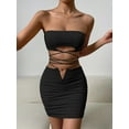 thumbnail image 2 of Summer New Sexy Strap Camisole Two-Piece Dress Women's Tie Pleated Bodycon Dress, 2 of 6