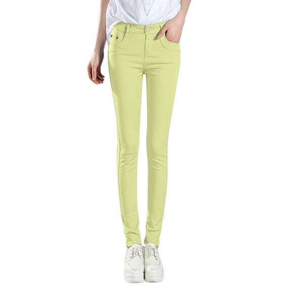 Summer Pants for Women High Rise Fashion Jean Classic Solid Color Ankle Jeans Casual Regular Tight Fitting Jeans Travel Pant Women Travel Pants with Pockets Comfy Dress Short for Loose Mint Green 2XL