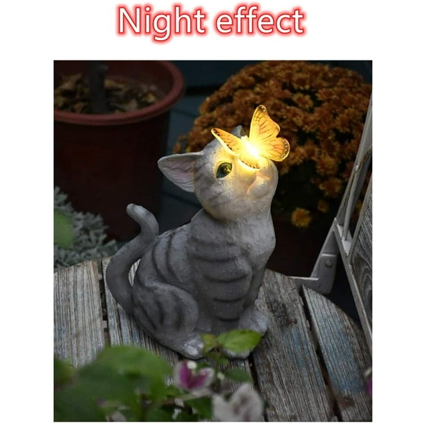 Sculpture de chaton - Statue de jardin de chat lumineuse à LED solaire  Décoration de pelouse Décoration de jardin Meilleur décor d'art pour la  maison ou le bureau intérieur ou extérieur 