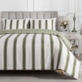 thumbnail image 5 of Mainstays Full/Queen Comforter Set, 3-Piece, All-Season, Green Stripe, 5 of 11