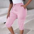 thumbnail image 7 of biudgviw Women's Cargo Capri Pants High Waisted Drawstring Hiking Pants Elastic Casual Slim Fit Travel Capris with Multi Pockets, 7 of 7