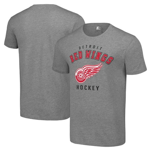 Men's Starter Heather Gray Detroit Red Wings Logo T-Shirt
