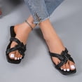 thumbnail image 4 of Pantuflas frescas de playa de fondo plano con punta abierta tejida para ropa de vacaciones de ocio para mujer Wmkox8yii ytu3000, 4 of 7