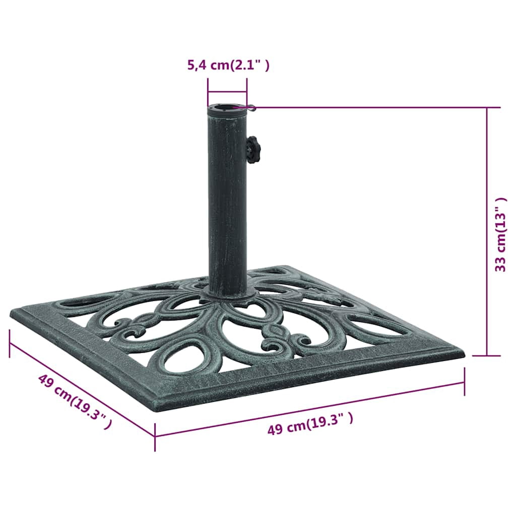 vidaXL 28.8 lb Green Square Cast Iron Patio Umbrella Base, Adjustable Height