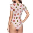 thumbnail image 4 of Naloa Hand Drawn Strawberry Women's Short-Sleeved Onesie, One-Piece Swimsuit for Parties, dates, clubs - Large, 4 of 9