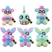 Funko Plushes - Five Nights at Freddy's Spring Colorway - SET OF 6 (Cupcake, 3 Foxy & 2 Freddy)