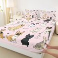thumbnail image 3 of Homewish Kawaii Dog Lover Twin Sheet Sets for Kids, Pink Cartoon Dalmatian Twin Fitted Sheet, Funny Pug Animal Flat Sheet, Luxury Bedroom Decor, 3-Piece, 3 of 7