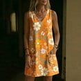 thumbnail image 5 of Levmjia Women's Summer Sleeveless V Neck Floral Print Mini Dress Casual Pocket Loose Fit A Line Swing Dress Beach Vacation Daily Wear, 5 of 7