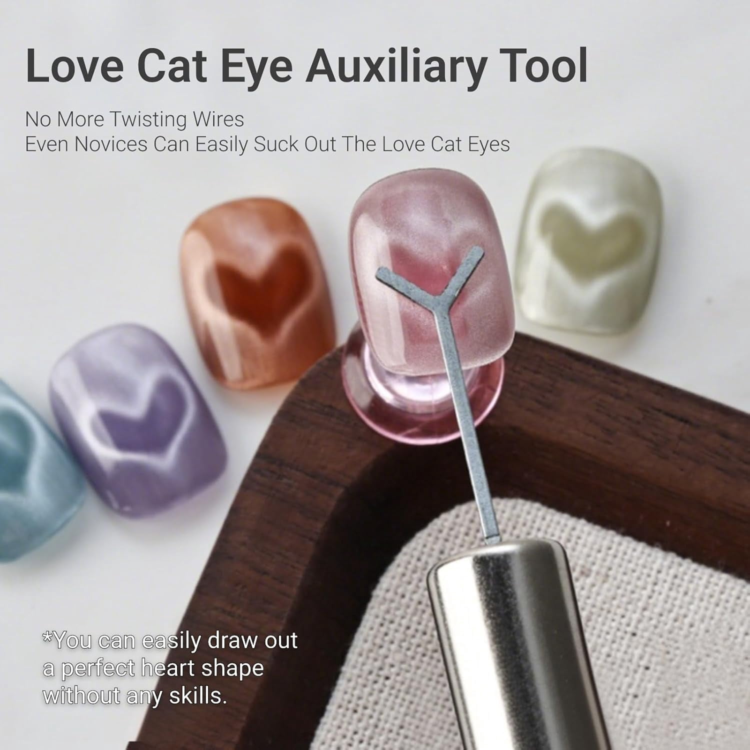 10 Pack Heart Cat Eye Magnet for Nails,Heart Magnet for Cat Eye Gel Polish,Flexible Diy Nail Magnet Cat Eye Tool with Y-Shaped Guide,Professional Nail Magnet Sticks for Nail Art Salon,Home (10 Pack)