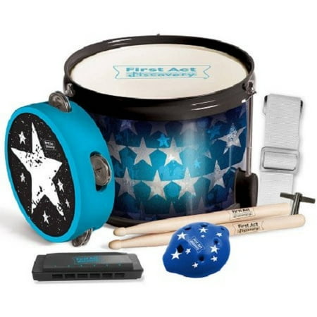 blue stars fun in a drum drum drum sticks harmonica tambourine