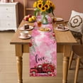 thumbnail image 2 of Valentine's Day Table Runner - 70 Inch Long Red Plaid Truck Love Roses Leaves Pink Cotton and Linen Blended Dress Scarves Farmhouse Table Runner for Kitchen Dining, Coffee Table, 13" x 70", 2 of 8