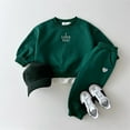 thumbnail image 2 of Rhuody Fall Outfits For Boys Letter Embroidered And Heart Hoodie And Pants Two Piece Kids Long Sleeve Tracksuit Simple Style Playsuit Green 12-18 Months, 2 of 4