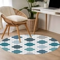 thumbnail image 4 of Bohemia Round Area Rug 3Ft Washable Small Circle Rugs for Kitchen Entryway, Vintage Moroccan Geometric Pattern Blue Green Gray Non-Slip Carpet Floor Mats Indoor Outdoor Carpet Runner Home Decor, 4 of 8