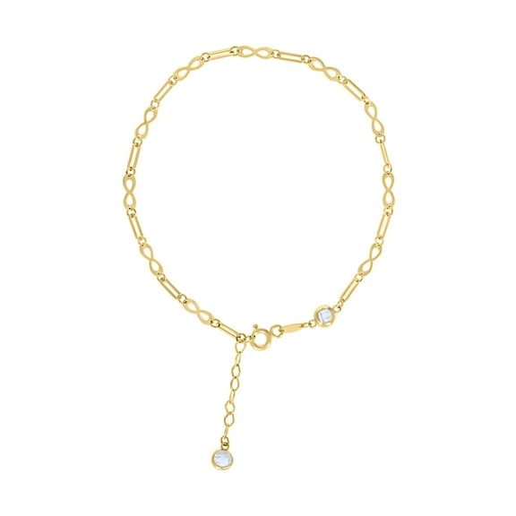 10kt Yellow Gold Womens Cubic-Zirconia Infinity Link Bracelet Size 7 1 Inches