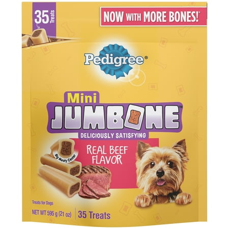 Dry Roasted Treats - Pedigree Jumbone Real Beef Flavor Mini Dog Treats - 21 Ounces (35 Treats)