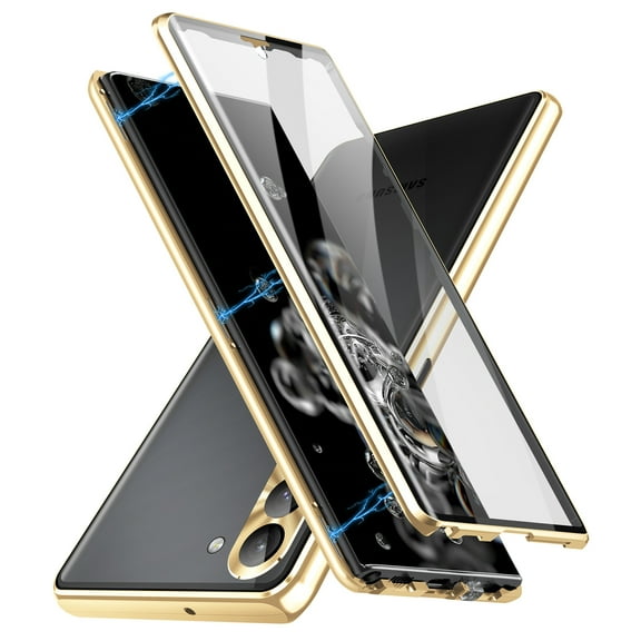 For Samsung Galaxy S23 5G HD Full Cover Magnetic Metal Tempered Glass Phone Case