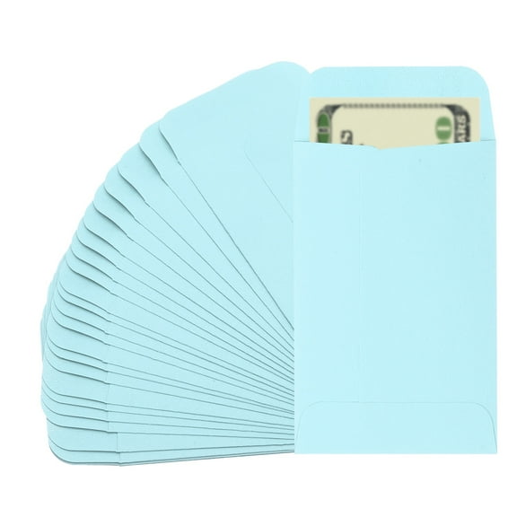 Uxcell Money Envelope, 25 Pcs 3.5" x 2.2" Cash Holder for Checks Coins, Light Blue
