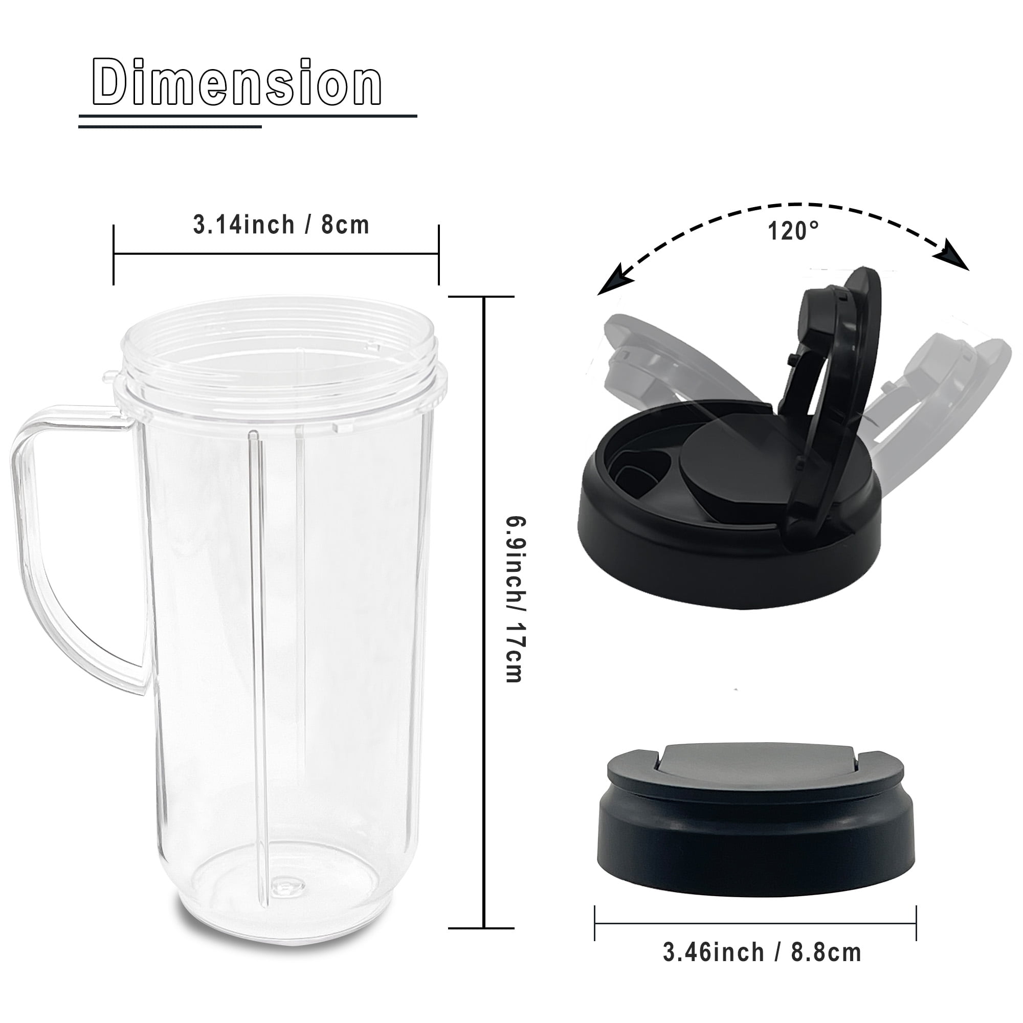 2 Pack Magic Bullet Blender Cups ,Tall 22oz Cups Mugs Flip Top To-Go Lids &  4 Fins Cross Blade with …See more 2 Pack Magic Bullet Blender Cups ,Tall