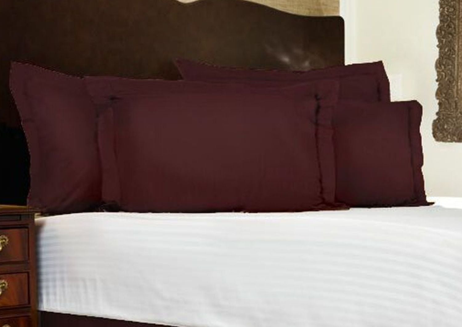 Harmony Lane Classic Tailored Pillow Sham Queen Burgundy