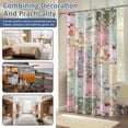 thumbnail image 6 of Dznils Floral Shower Curtain with Hooks, Farmhouse Patchwork Fabric Bathroom Curtain, Green Pink, 72" x 72", 6 of 11