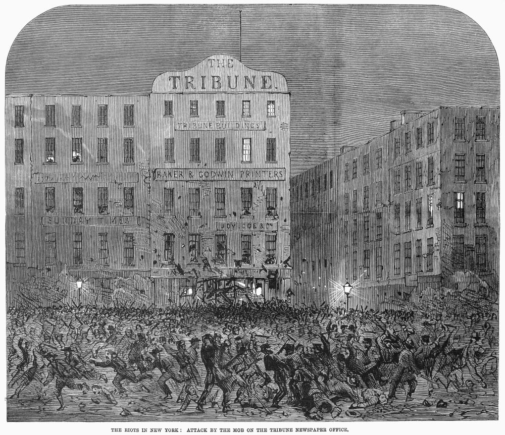 Civil War Draft Riots, 1863. /Na Mob Of Rioters Attacking The Offices